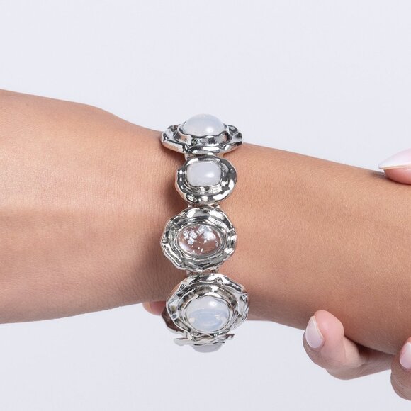 paparazzi Jewelry - Hammered High - White Bracelet